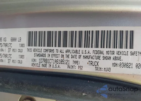 2010 Dodge Ram 1500 Slt/Sport/Trx from USA, damaged, VIN 1D7RB1CT1AS185121